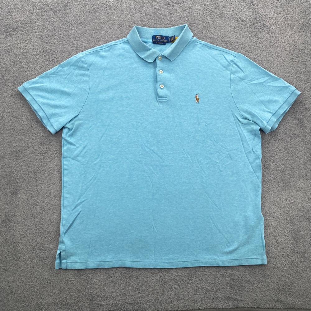 Polo Ralph Lauren Polo Shirt Mens Large Blue Classic Fit Short Sleeve Pony Logo